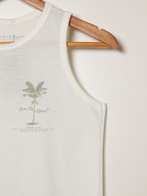 Camiseta Regata Juvenil Para Menino - OFF WHITE