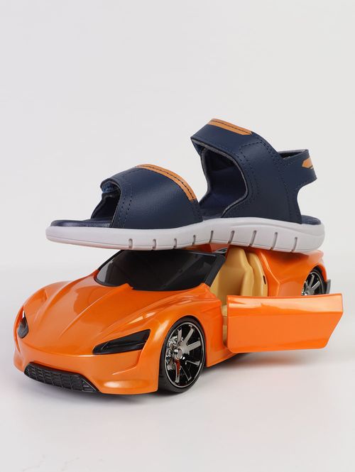 Sandália Toys Super Carro Infantil Para Menino- MARINHO/LARANJA