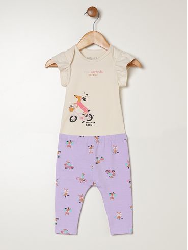 Conjunto Curto Infantil Para Bebê - OFF WHITE