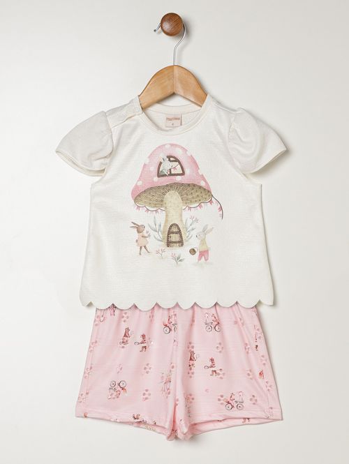 Conjunto Curto Infantil Para Bebê - ROSA