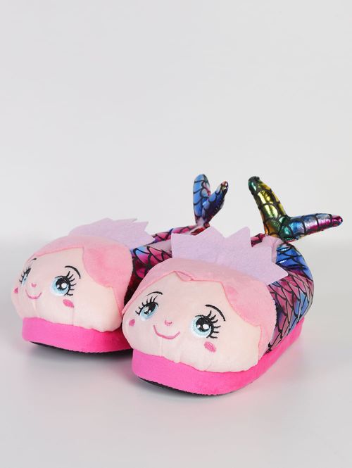 Pantufa Sereia Iara Juvenil Para Menina - ROSA/AZUL