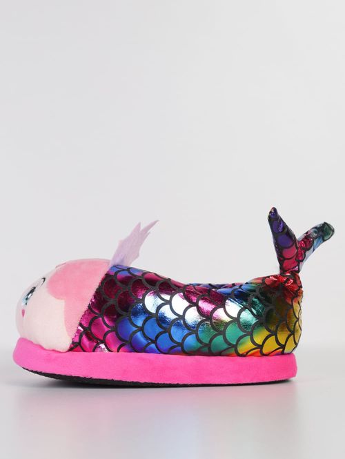 Pantufa Sereia Iara Juvenil Para Menina - ROSA/AZUL