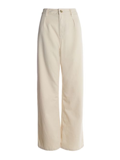 Calça Sarja Wide Leg Com Pence Feminina NATURAL