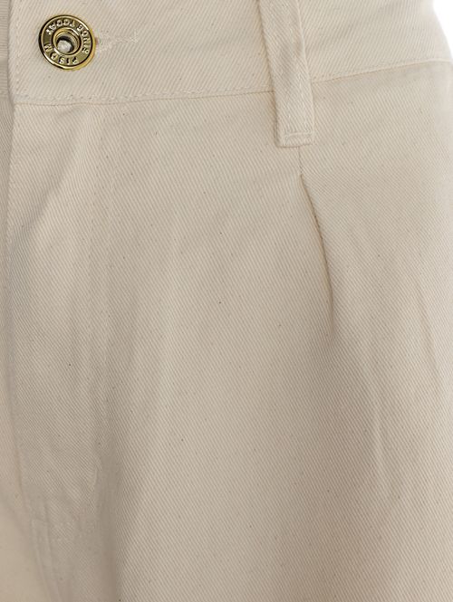 Calça Sarja Wide Leg Com Pence Feminina NATURAL