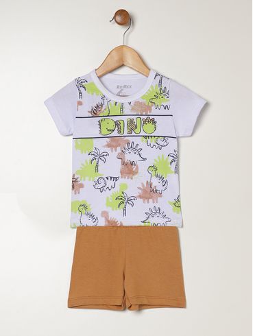 Conjunto Curto Estampado Infantil Para Bebê - BRANCO