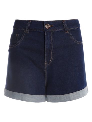 Short Jeans Barra Dobrada Feminino AZUL