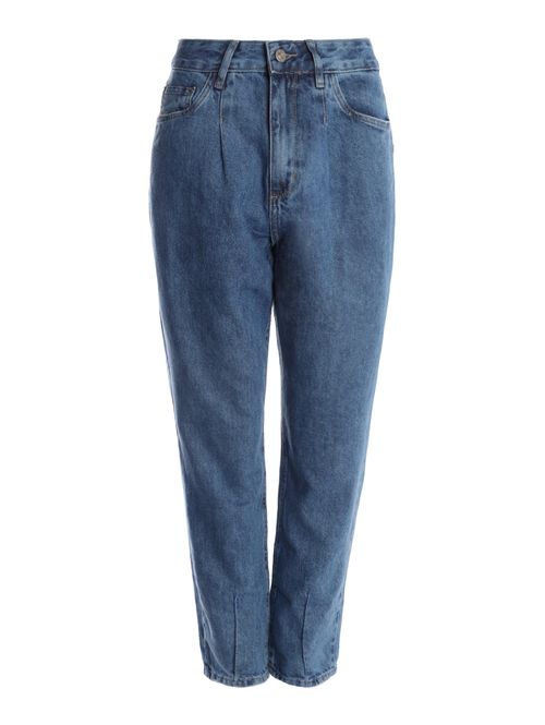 Calça Jeans Mom Com Pence Feminina AZUL