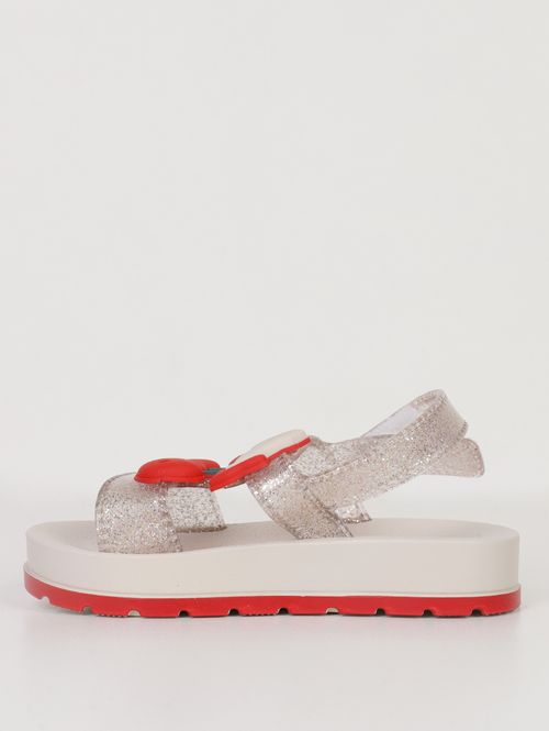 Sandália Cherry Baby Glitter Infantil Para Menina- OFF WHITE/VERMELHO