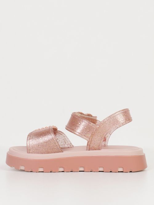Sandália Flower Glitter Infantil Para Bebê Menina- NUDE