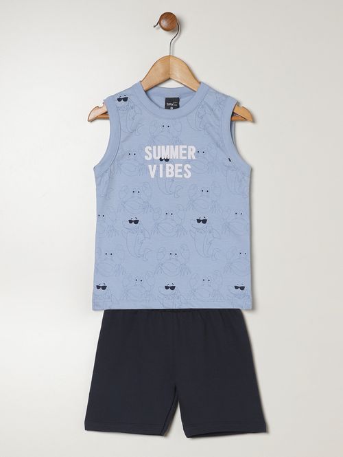 Conjunto Curto Estampado Infantil Para Menino - AZUL