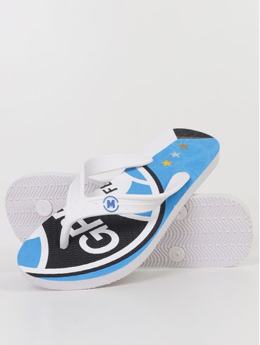 Chinelo Grêmio Molekinho Juvenil Para Menino- BRANCO/AZUL