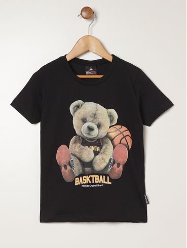 Camiseta Manga Curta Infantil Para Menino - PRETO