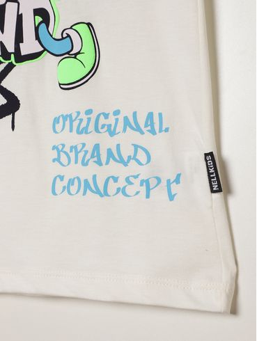 Camiseta Raglan Manga Curta Infantil Para Menino- OFF WHITE/MARINHO