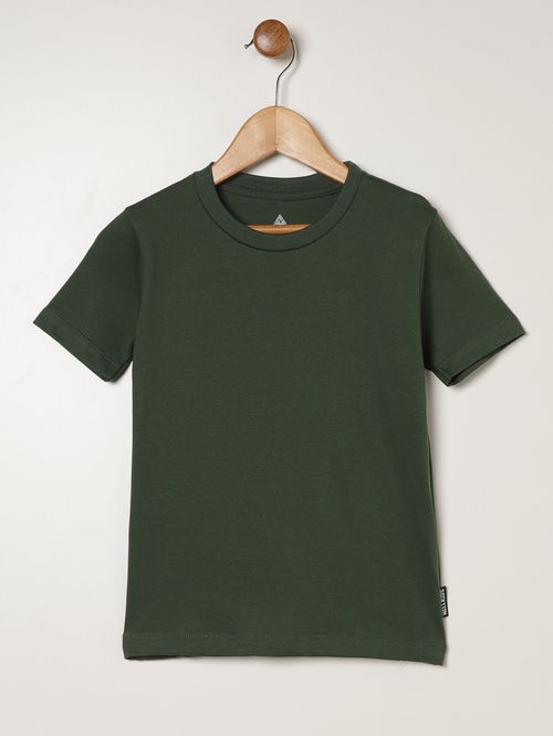 Camiseta Básica Manga Curta Infantil Para Menino- VERDE