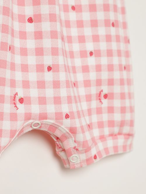 Macacão Xadrez Infantil Para Bebê - VERMELHO