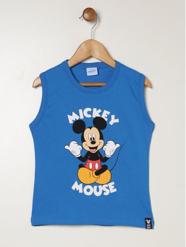 Camiseta Regata Mickey Mouse Infantil Para Menino- AZUL