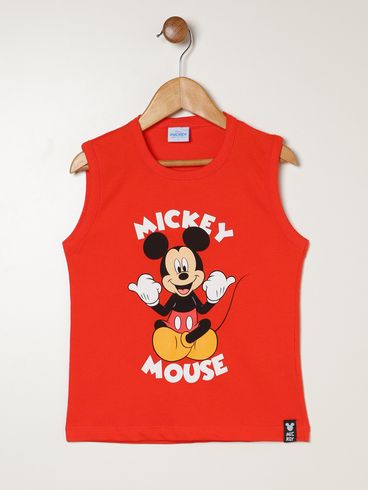 Camiseta Regata Mickey Mouse Infantil Para Menino- LARANJA