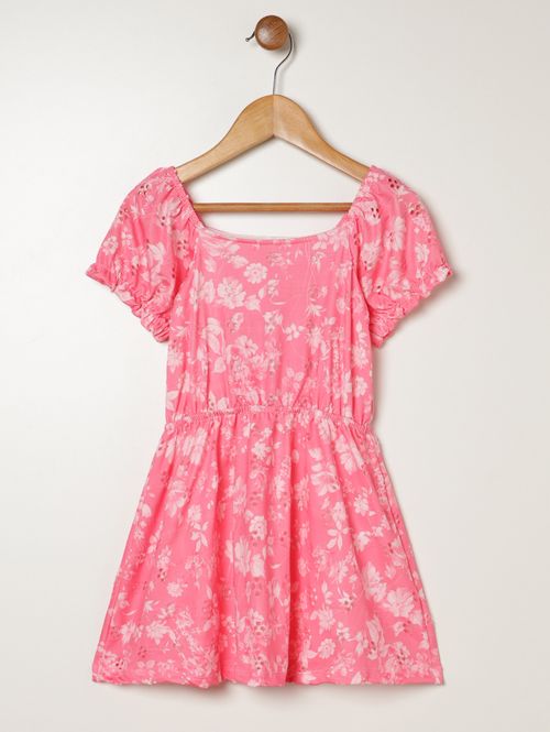Vestido Laise Estampado Infantil Para Menina - ROSA