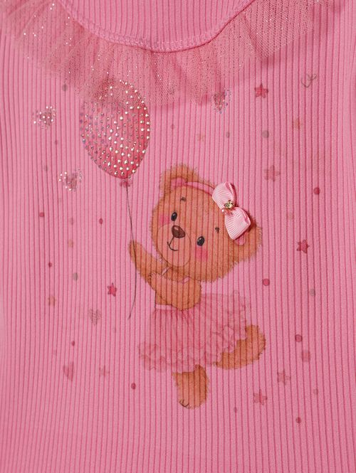 Body Canelado Infantil Para Menina - ROSA