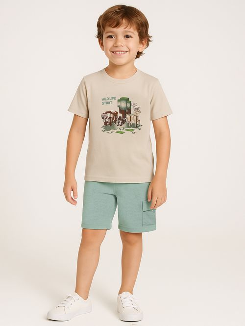 Conjunto Curto Infantil Para Menino - BEGE