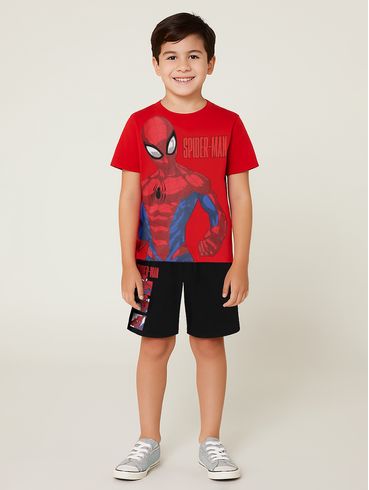 Conjunto Curto Spiderman Infantil Para Menino - VERMELHO