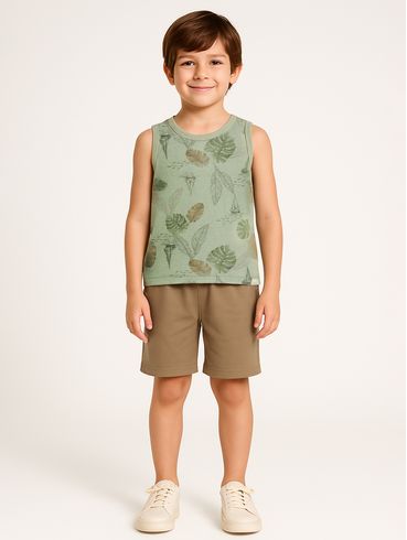 Conjunto Curto Estampado Infantil Para Menino - VERDE