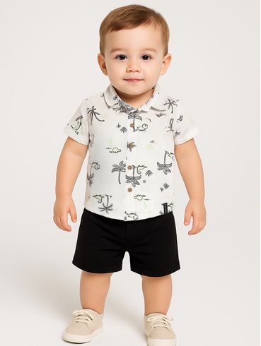 Conjunto Curto Infantil Para Bebê - OFF WHITE
