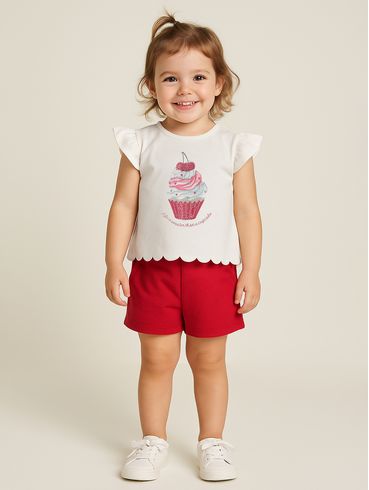 Conjunto Curto Ponto Roma Infantil Para Menina- PINK