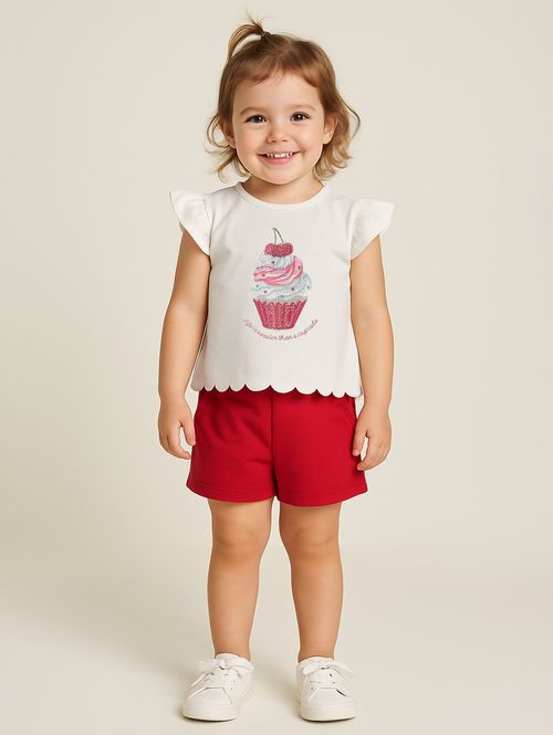 Conjunto Curto Ponto Roma Infantil Para Menina- PINK