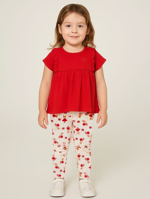 Conjunto Curto Infantil Para Menina - VERMELHO