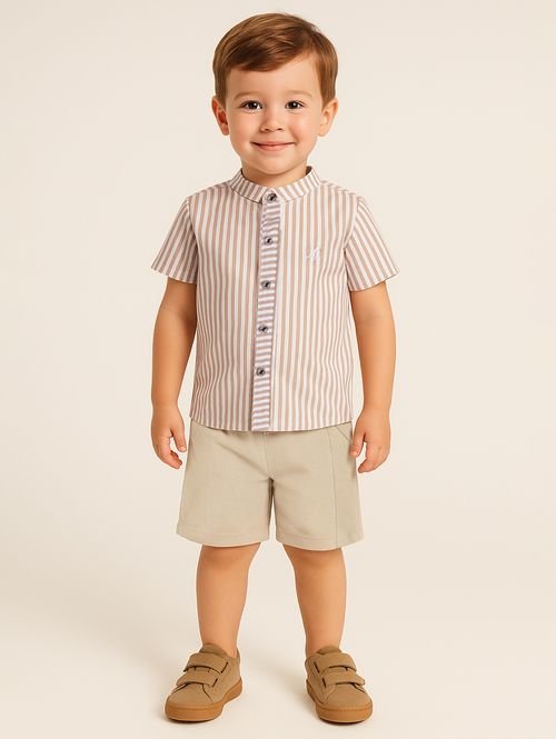 Conjunto Curto Infantil Para Menino - BEGE