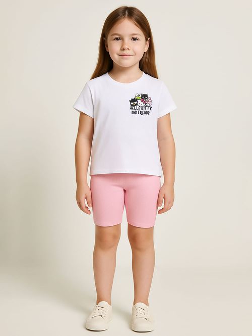Conjunto Curto Hello Kitty Infantil Para Menina BRANCO