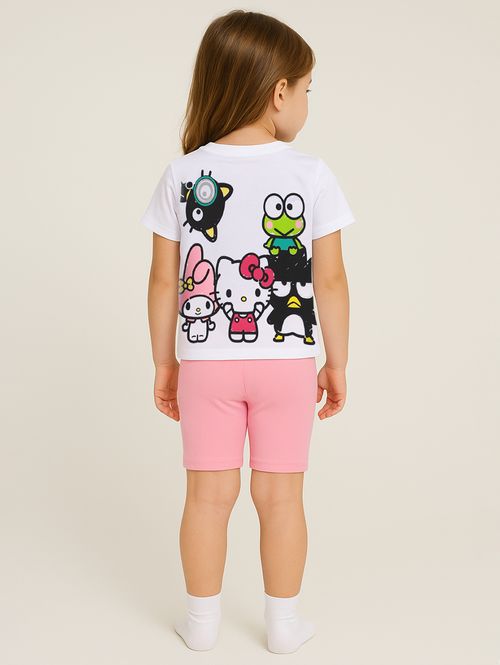 Conjunto Curto Hello Kitty Infantil Para Menina BRANCO