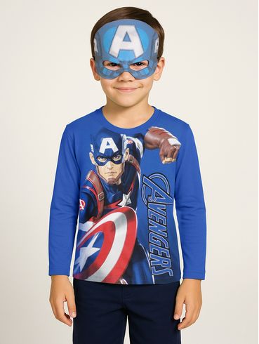 Camiseta Capitão América  Infantil Para Menino - AZUL