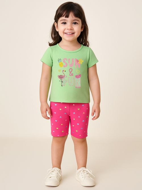 Conjunto Curto Cotton Infantil Para Menina - VERDE