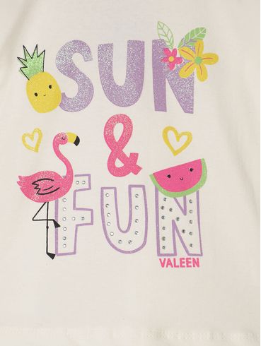 Conjunto Curto Cotton Infantil Para Menina - OFF WHITE