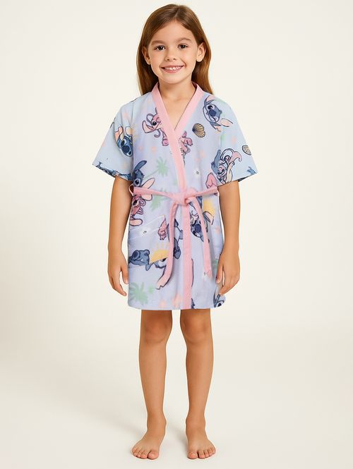 Roupão Stitch Lepper Infantil - AZUL CLARO/ROSA
