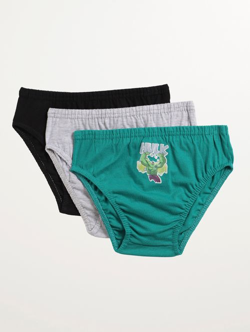 Kit 03 Cuecas Slip Avengers Infantil Para Menino- VERDE/PRETO/MESCLA