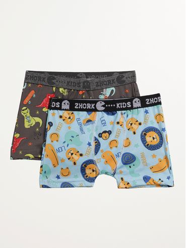 Kit Cueca Boxer Infantil Para Menino - CINZA/AZUL