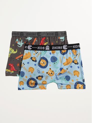 Kit Cueca Boxer Infantil Para Menino - CINZA/AZUL