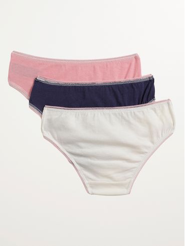 Kit com 03 Calcinhas Stitch Infantil Para Menina- ROSA/MARINHO/OFF WHITE