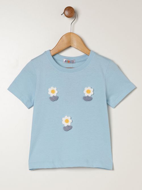 Blusa Manga Curta Infantil Para Menina AZUL CLARO