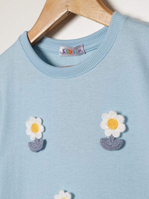 Blusa Manga Curta Infantil Para Menina AZUL CLARO