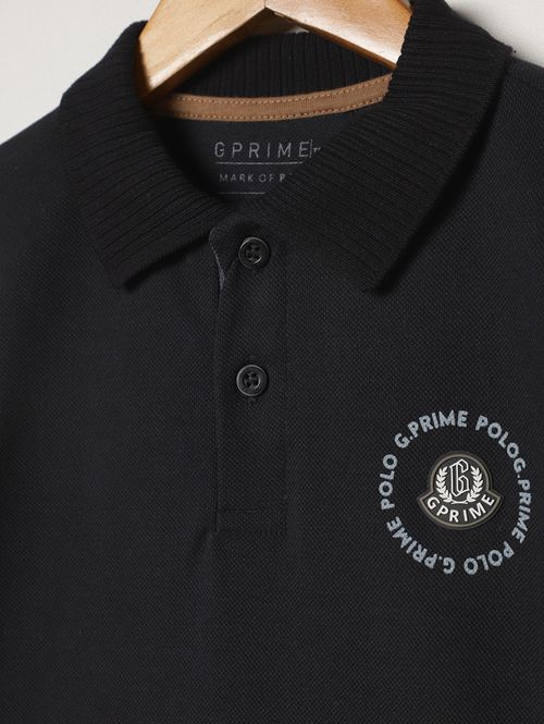 Polo Piquet Manga Curta Infantil Para Menino - PRETO