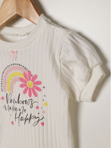 Body Suedine Infantil Para Bebê- OFF WHITE
