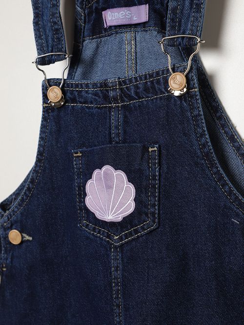 Salopete Jeans Infantil Para Menina - AZUL