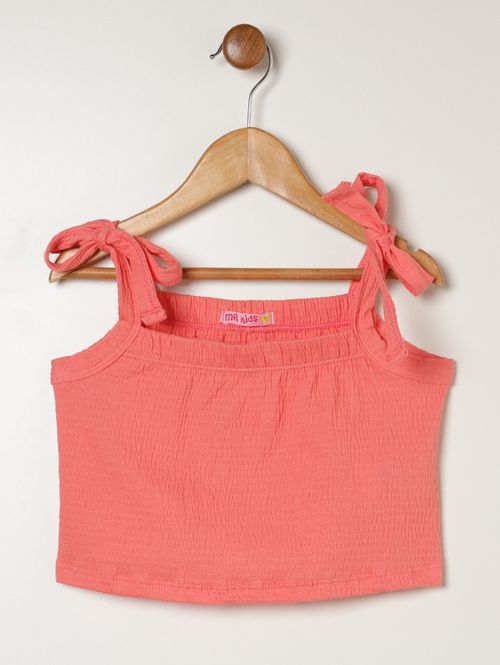 Blusa Anarruga Com Laço Infantil Para Menina - CORAL