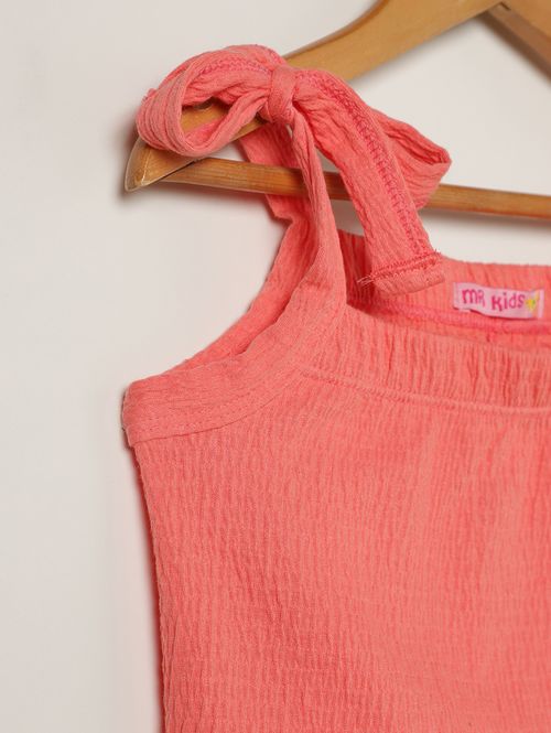 Blusa Anarruga Com Laço Infantil Para Menina - CORAL