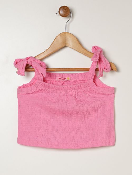 Blusa Anarruga Com Laço Infantil Para Menina - ROSA