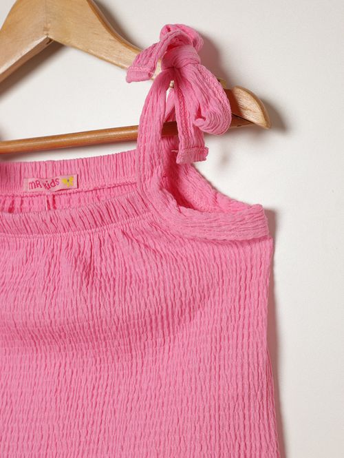 Blusa Anarruga Com Laço Infantil Para Menina - ROSA